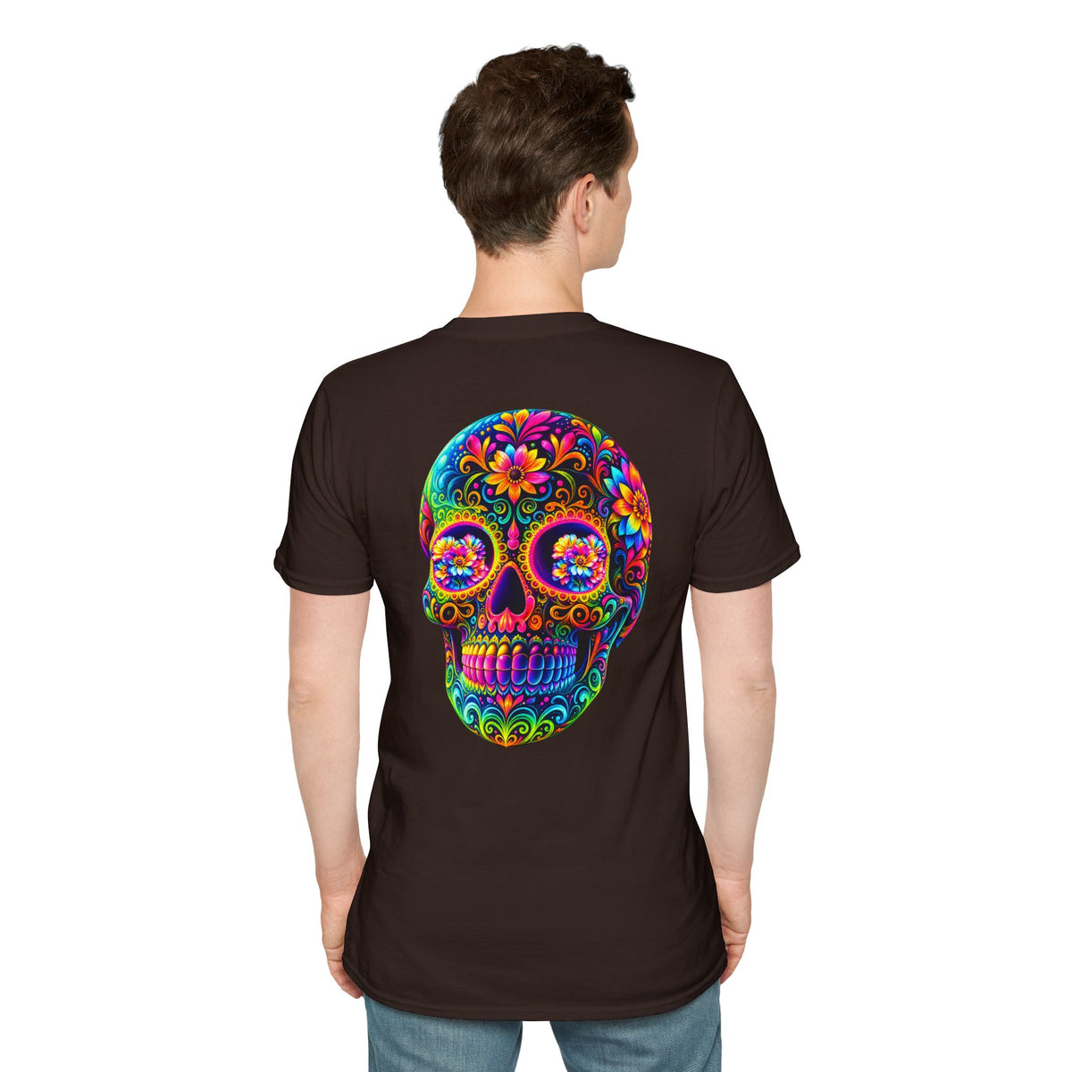 Sugar Skull T-Shirt — Colorful Day of the Dead Floral Skull Tee