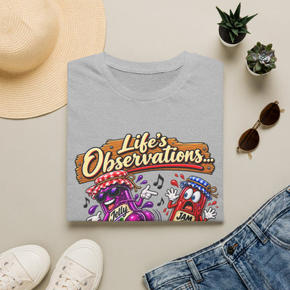 T-Shirt — "Life's Observations: I Must Be Jelly 'Cause Jam Don't Shake Like That" Retro Jar Cartoon Tee