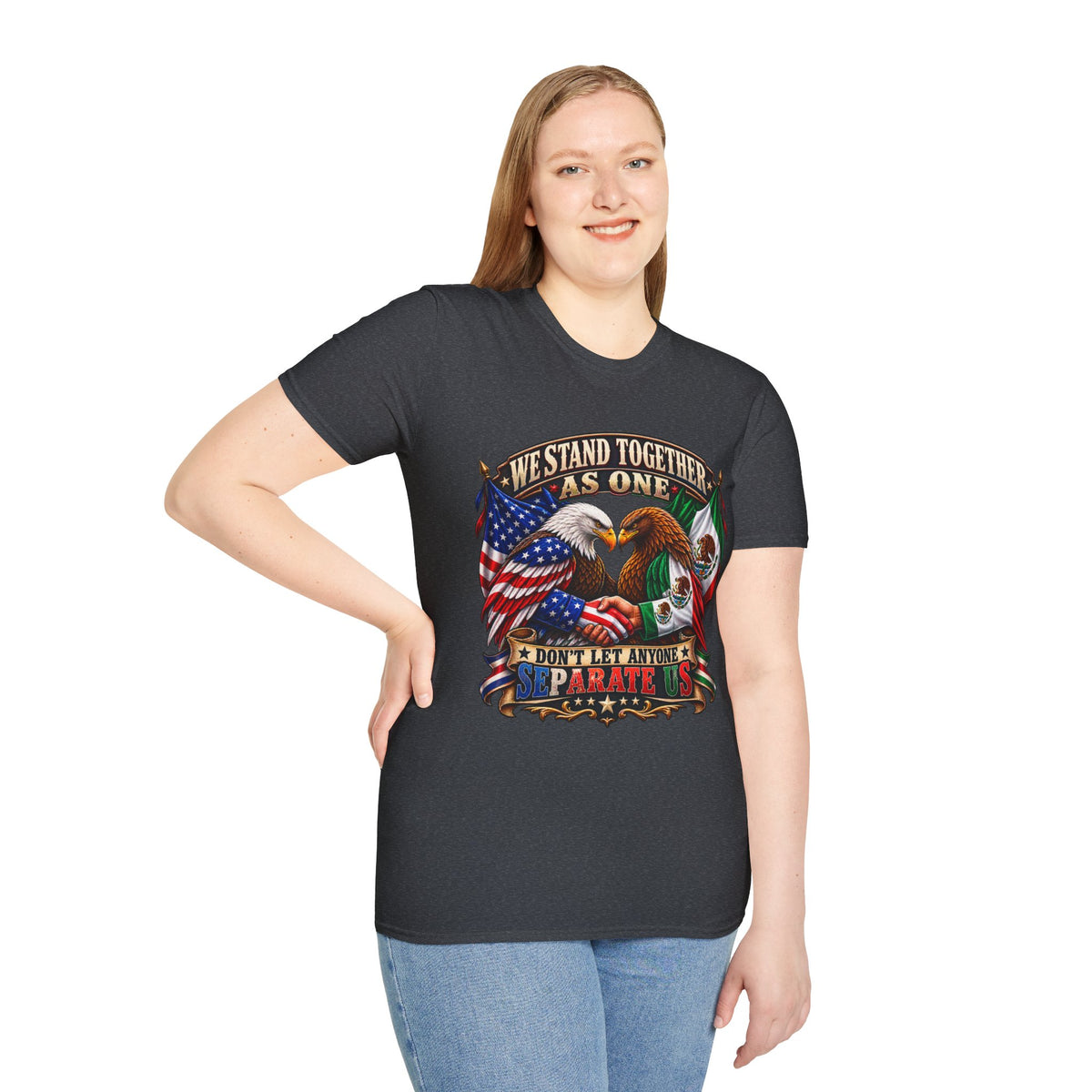 We Stand Together As One Eagle T-Shirt — USA & Mexico Unity Patriotic Tee