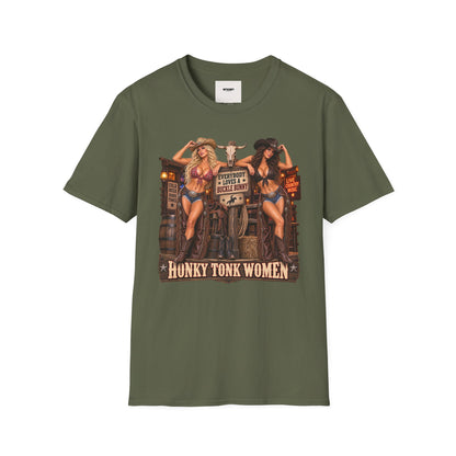 Cowgirl Pinup T-Shirt — "Bunny Tonk Women" Western Graphic Tee