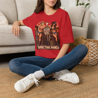 Cowgirl Pinup T-Shirt — "Bunny Tonk Women" Western Graphic Tee