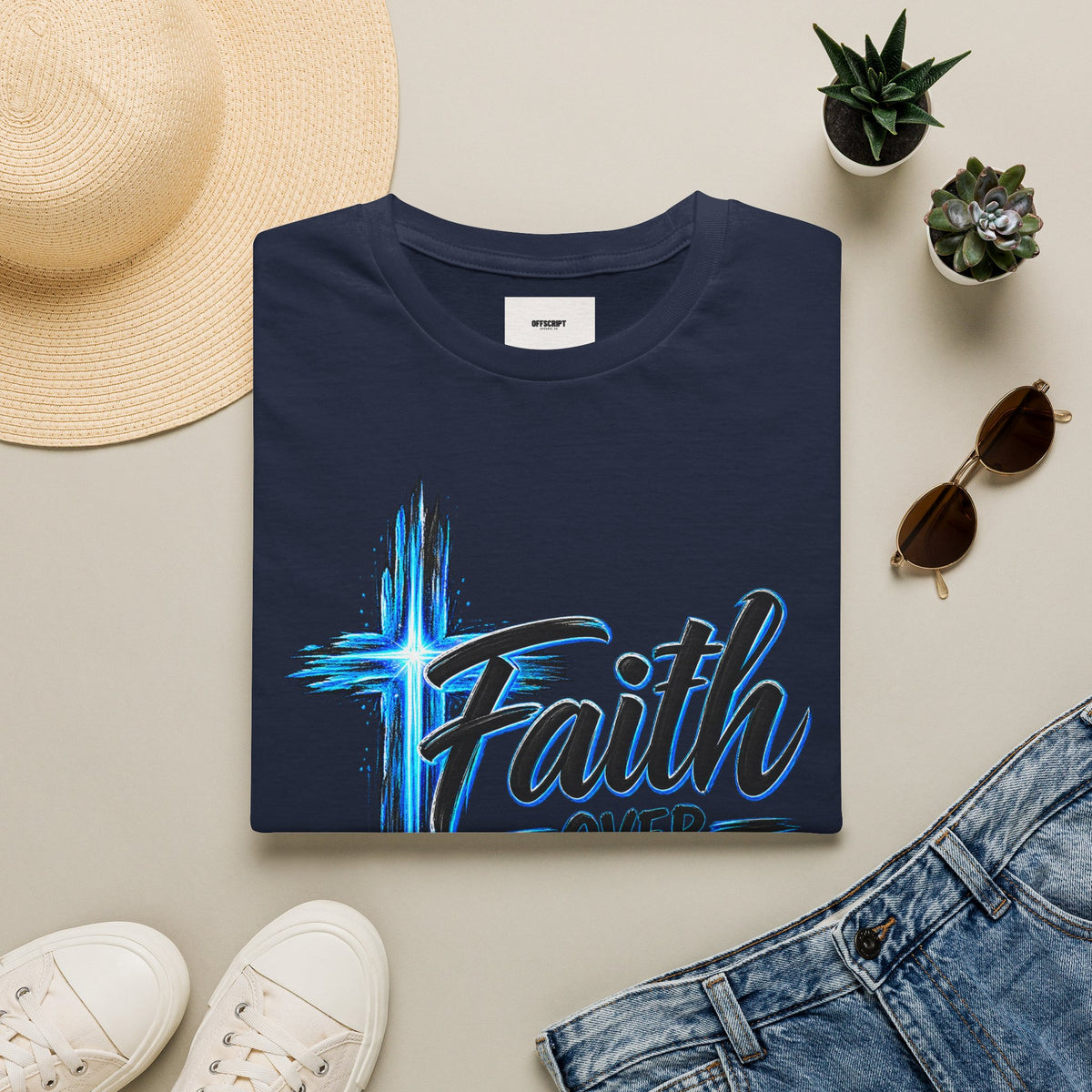 Faith Over Fear T‑Shirt — Christian Cross Inspirational Graphic Tee
