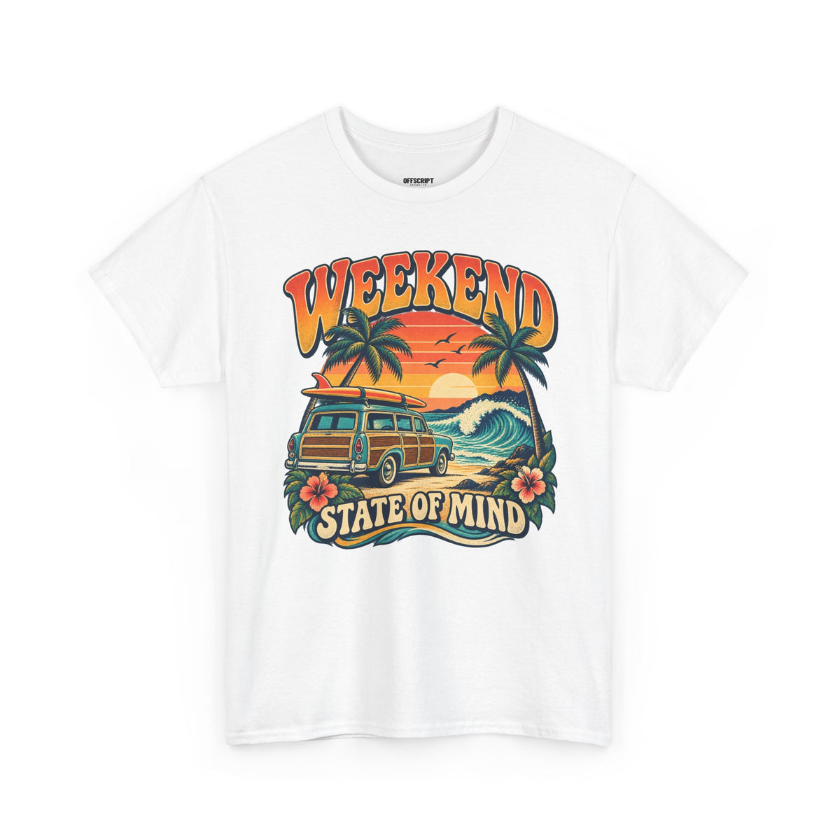 Weekend State of Mind Tee – Retro Surf Van Sunset T-Shirt