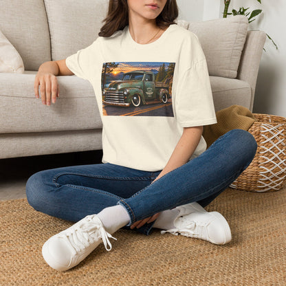 Vintage Green Pickup Truck T-Shirt — Retro Rustic Sunset Road Tee