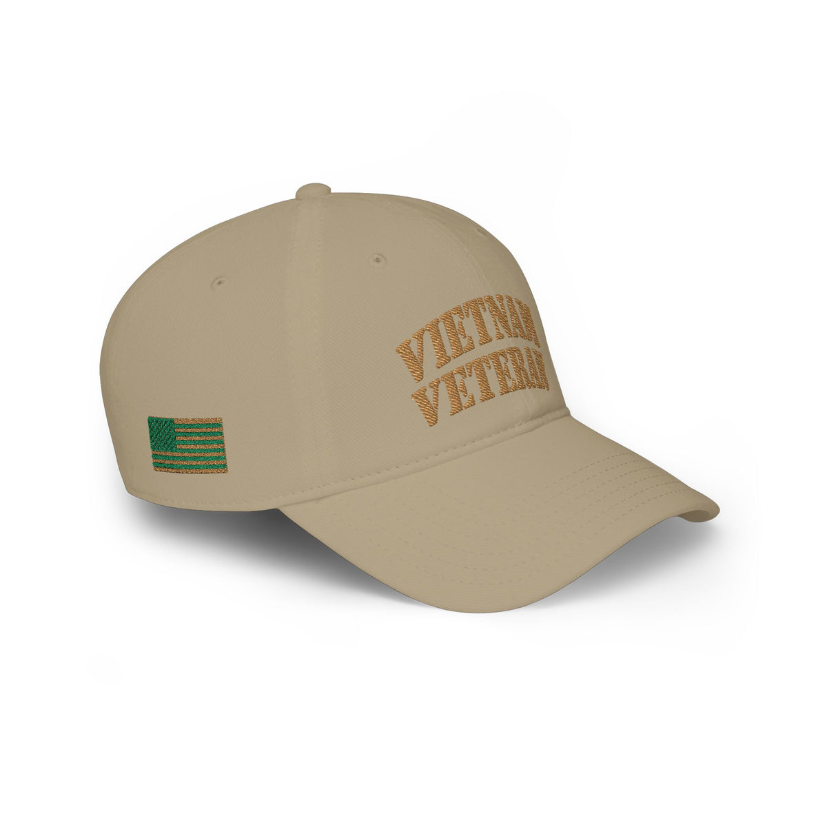 Vietnam Veteran Baseball Cap — Embroidered Gold Text Low Profile Hat for Veterans & Memorial Events