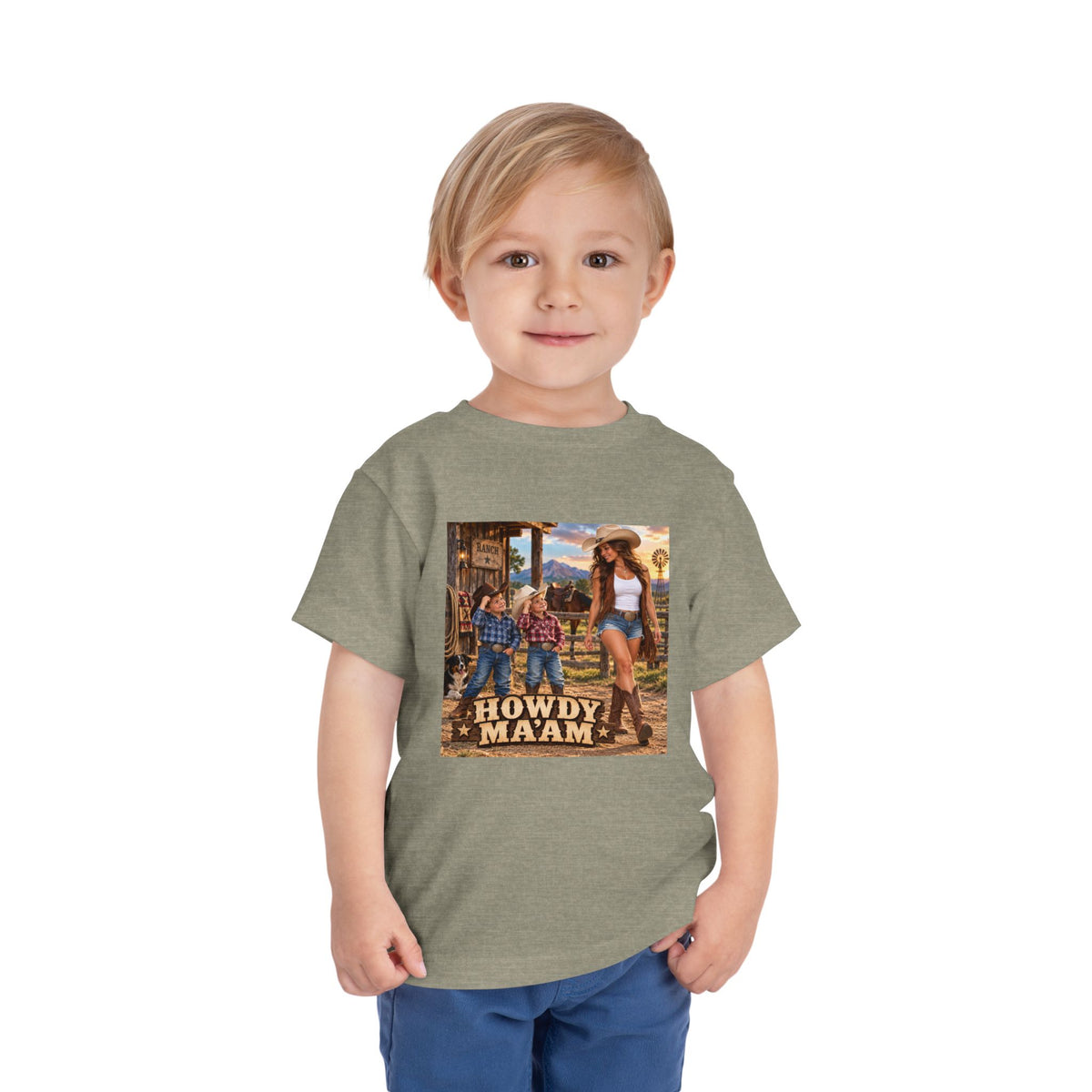 Toddler Tee — "Howdy Ma'am" Cowgirl Graphic Kids Shirt
