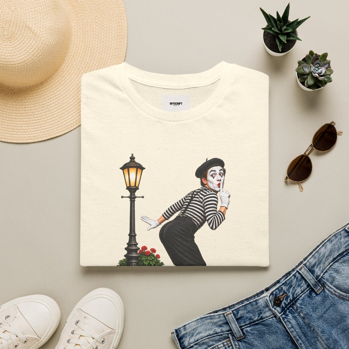 Mime Graphic T-Shirt — "Do Mime Farts Really Make a Noise?" Vintage Street Performer Tee