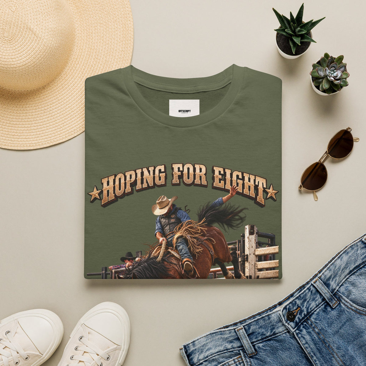 Hoping for Eight Rodeo T-Shirt — Bull Riding Western Tee