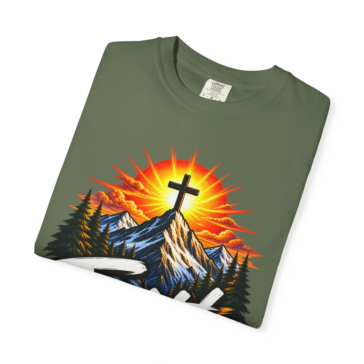 Faith Can Move Mountains T-Shirt | Christian Cross Mountain Graphic