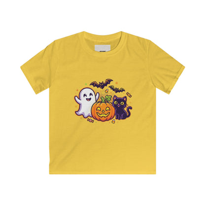 Kids Halloween Tee - Cute Ghost, Jack-O'-Lantern & Black Cat Shirt for Children