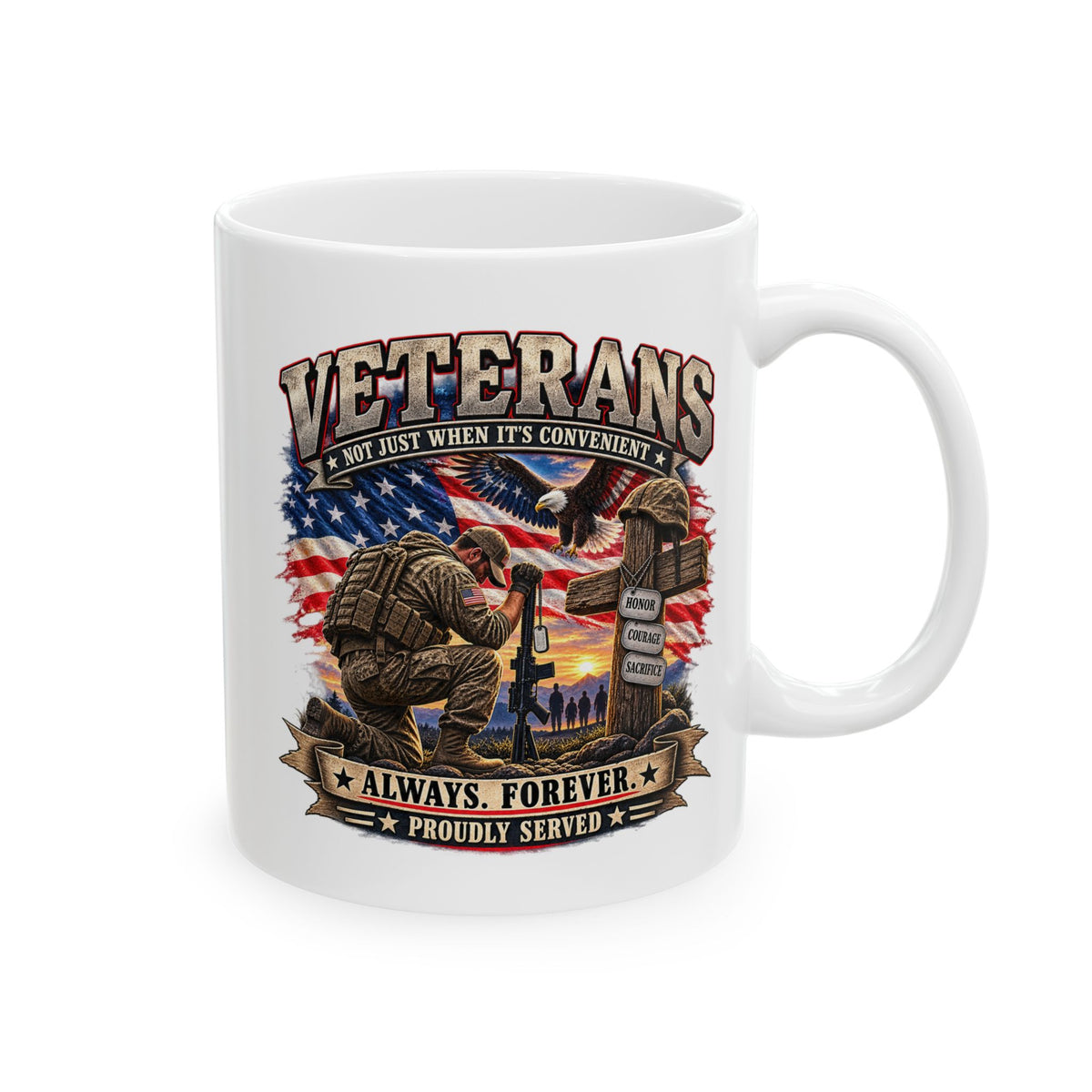 Veterans Eagle Ceramic Mug — American Flag Military Tribute (11oz & 15oz)