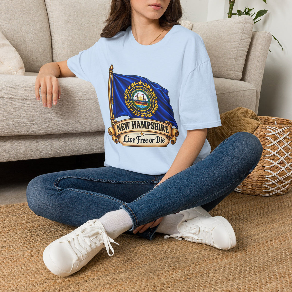 New Hampshire Flag T-Shirt — "Live Free or Die" State Pride Tee
