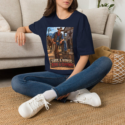 Cowboy Graphic T-Shirt — “Save a Horse, Ride a Cowboy” Western Tee