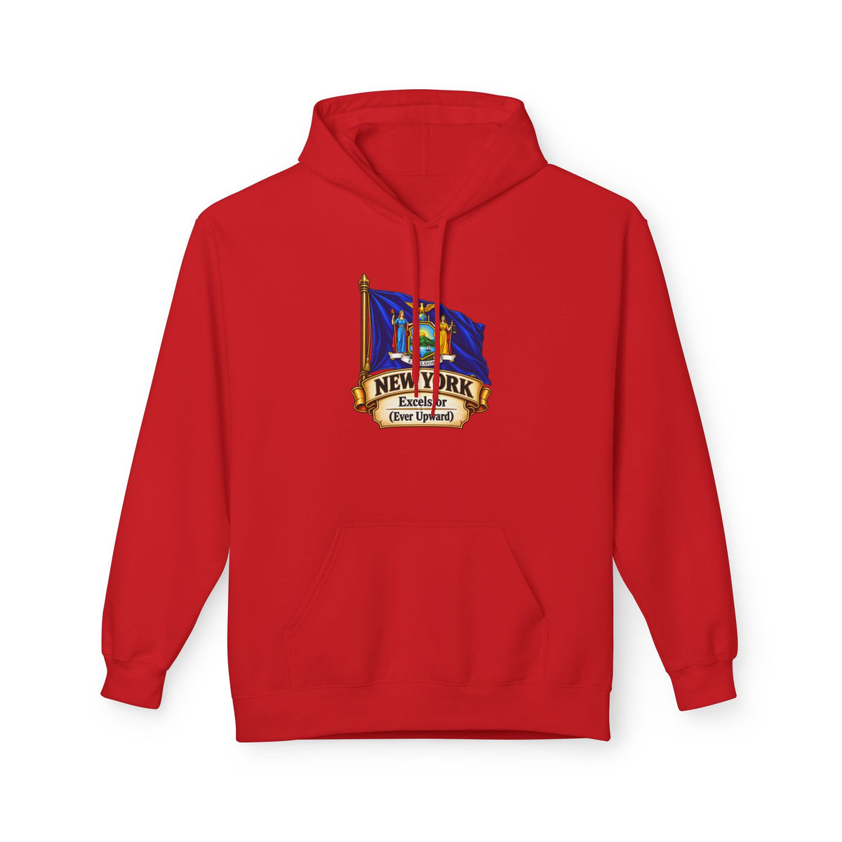 New York State Flag Hoodie – "Excelsior (Ever Upward)" Graphic Pullover