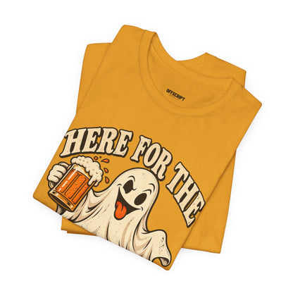 Here for the Boos Halloween T-Shirt — Ghost Drinking Beer Graphic Tee