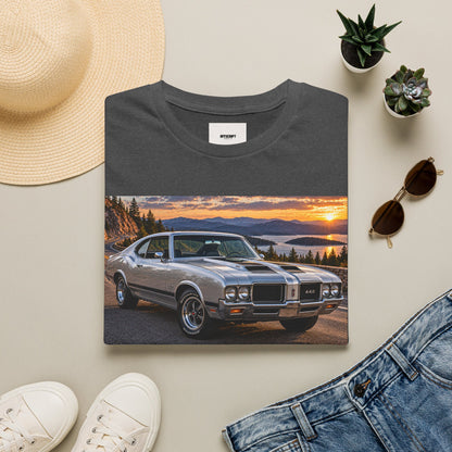 Classic Muscle Car Sunset T-Shirt — Vintage Oldsmobile Photo Tee