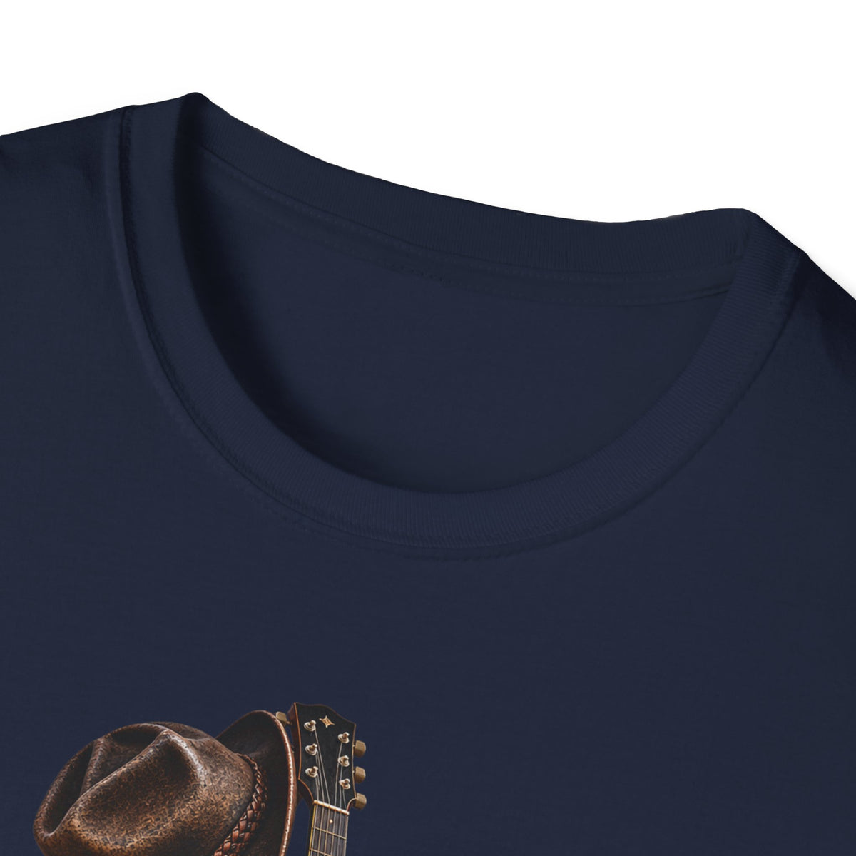 Country Music Guitar T-Shirt — Rustic Cowboy Hat & Lantern Graphic