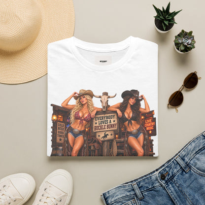 Cowgirl Pinup T-Shirt — "Bunny Tonk Women" Western Graphic Tee