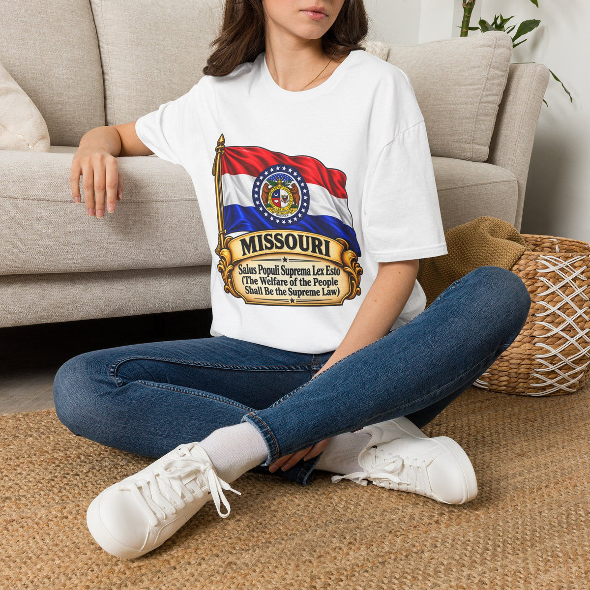 Missouri Flag T‑Shirt — State Seal & Motto Folded Flag Tee