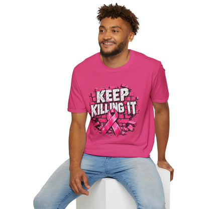 Keep Killing It pink ribbon T-Shirt | Breast Cancer Awareness, Motivational Graphic