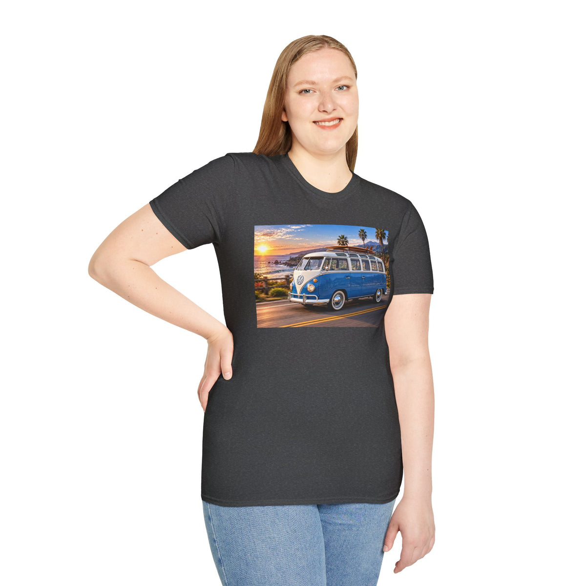 Vintage VW Bus T‑Shirt — Retro Surf Van Sunset Graphic Tee