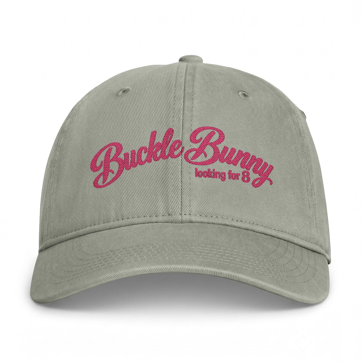 Coastal Washed Cap — Pink Script "Buckle Bunny" Embroidered Baseball Hat