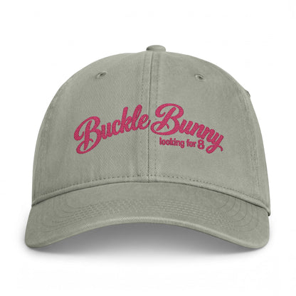 Coastal Washed Cap — Pink Script "Buckle Bunny" Embroidered Baseball Hat