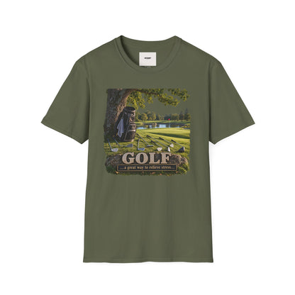 Golf Course Scene T‑Shirt — 'GOLF' Scenic Golfing Graphic Tee