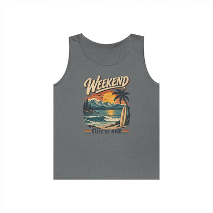 Weekend State of Mind Tank Top — Retro Beach Surf Sunset Graphic