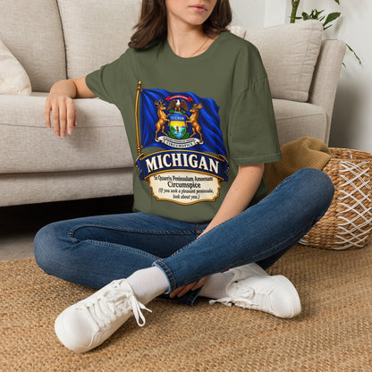 Michigan State Flag T-Shirt — Vintage State Seal Tee (TUEBOR)