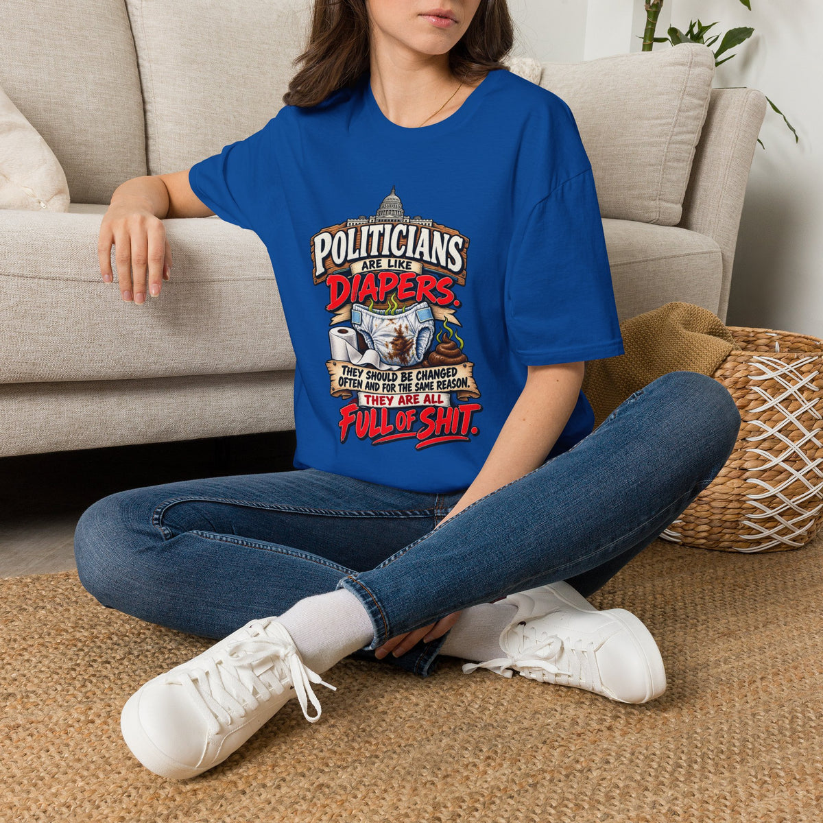 T-Shirt — 'Politicians Are Like Diapers' Funny Political Graphic Tee