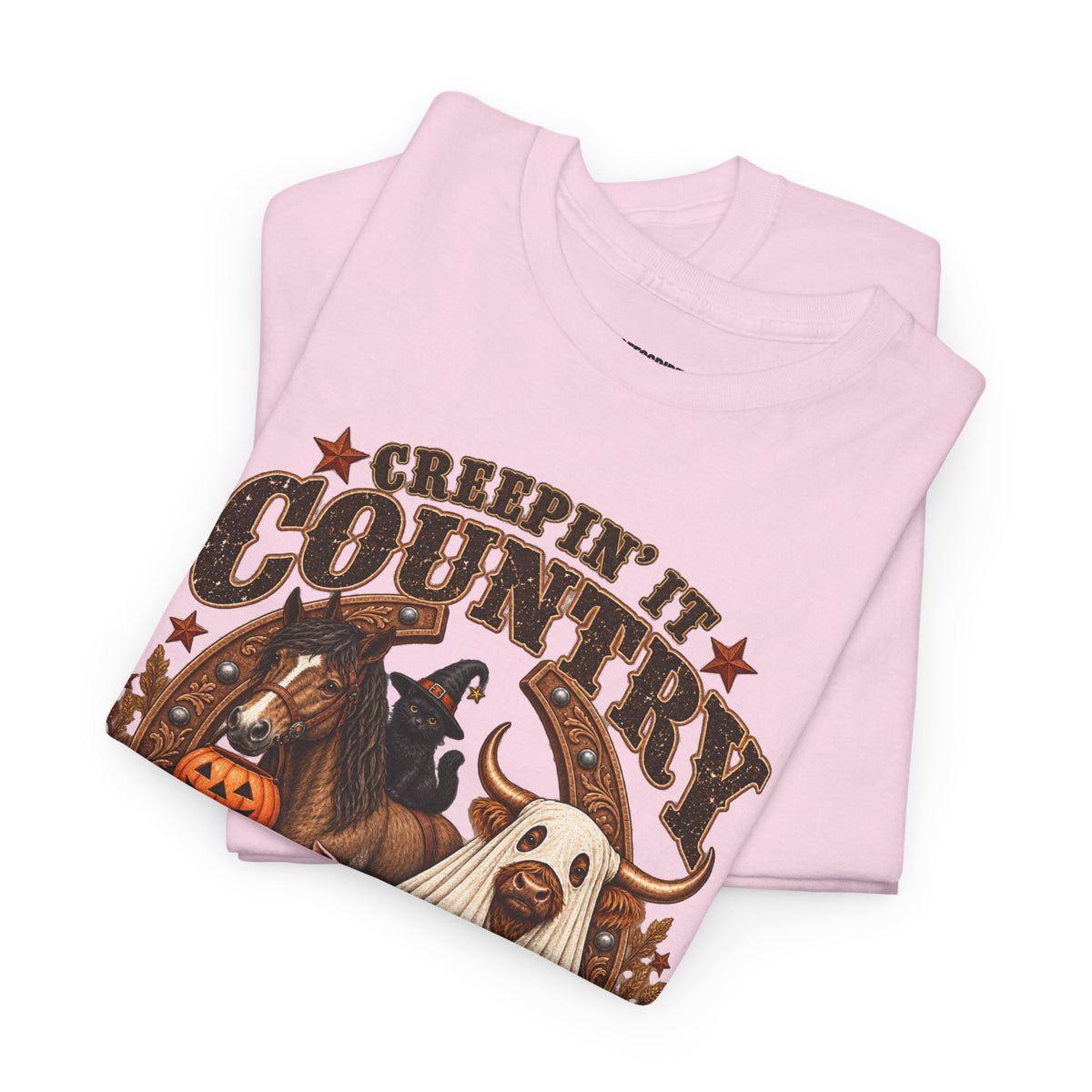 Country Halloween Tee — "Keepin' It Country Boo Y'all" Farm Animal Pumpkin T-Shirt