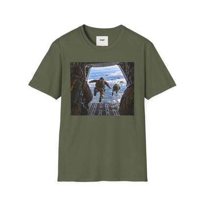 Parachute Jump Soldiers T-Shirt — Military Airborne Jump Photo Tee