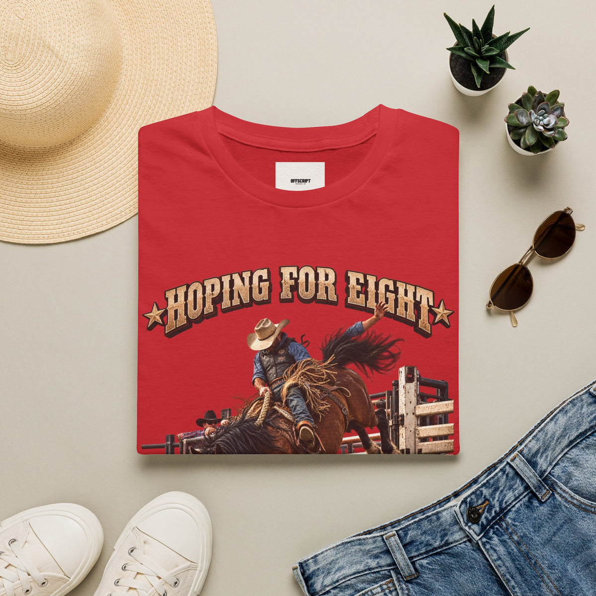 Hoping for Eight Rodeo T-Shirt — Bull Riding Western Tee