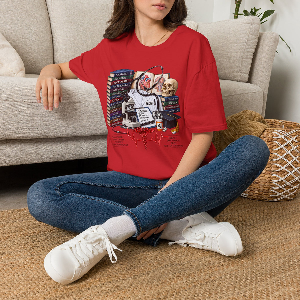 Medical Student Study Stack T‑Shirt — Anatomy, Physiology & USMLE Prep Design