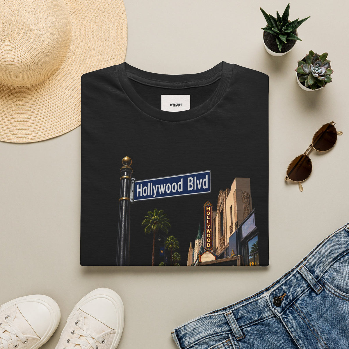 Hollywood Blvd T-Shirt — Vintage Palm Trees & Walk of Fame Tee