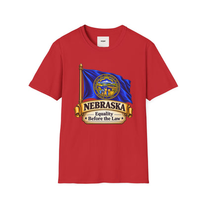 Nebraska Flag T-Shirt — State Seal ‘Nebraska: Equality Before the Law’