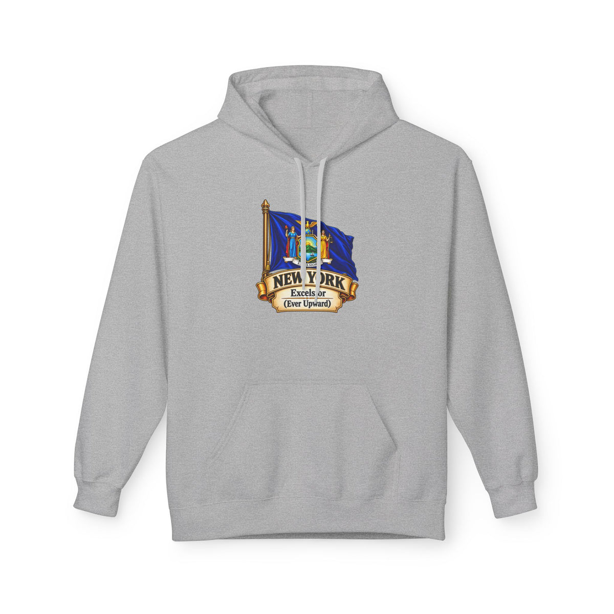 New York State Flag Hoodie – "Excelsior (Ever Upward)" Graphic Pullover