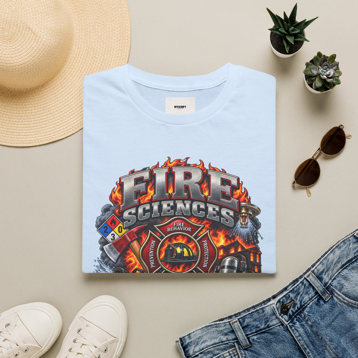 Fire Sciences T-Shirt — Firefighter Department Badge Graphic Tee