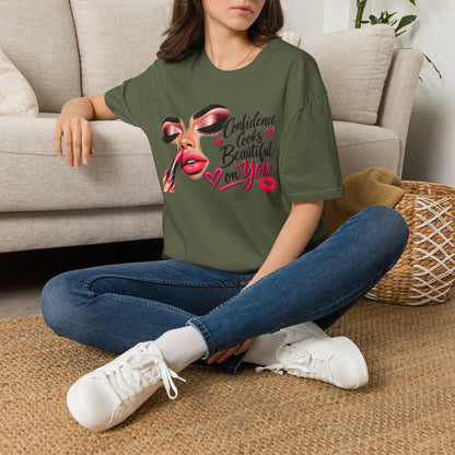 T-Shirt — "Confidence Looks Beautiful on You" Glam Makeup Graphic