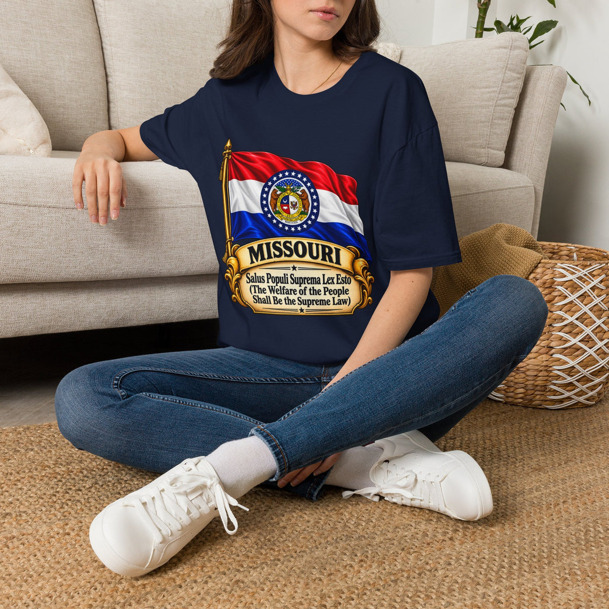 Missouri Flag T‑Shirt — State Seal & Motto Folded Flag Tee