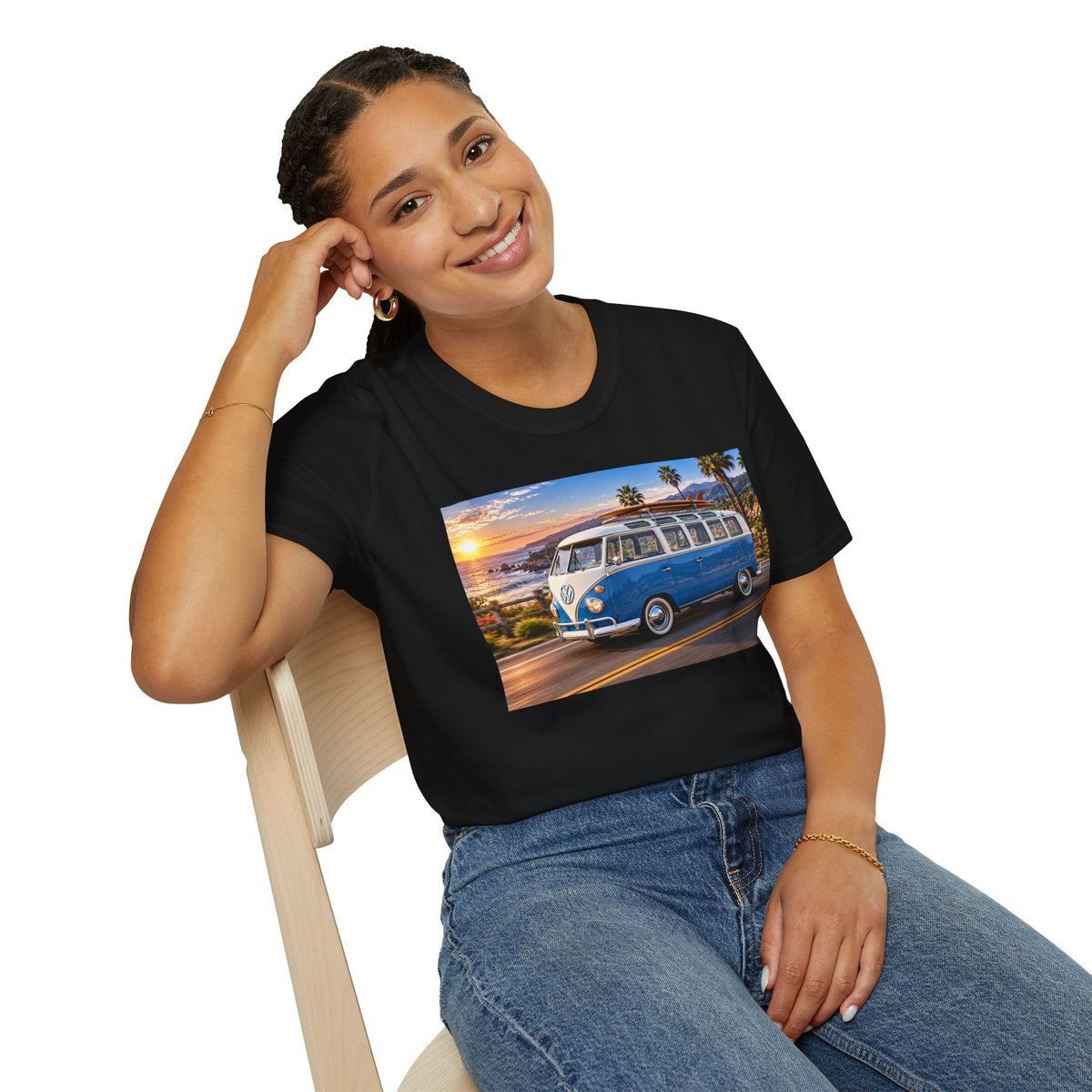Vintage VW Bus T‑Shirt — Retro Surf Van Sunset Graphic Tee
