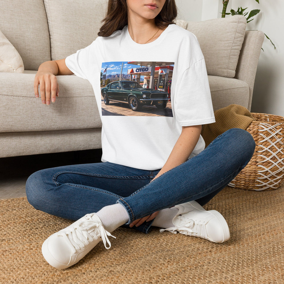 Classic Mustang Gas Station Tee — Retro Muscle Car T-Shirt