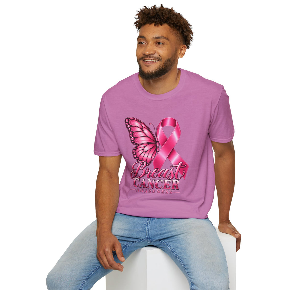 Pink Ribbon Butterfly Breast Cancer Awareness T-Shirt | Support Ribbon Tee