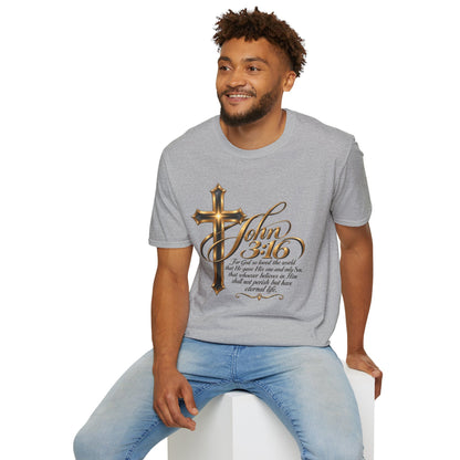 John 3:16 Cross T-Shirt — Inspirational Christian Scripture Tee
