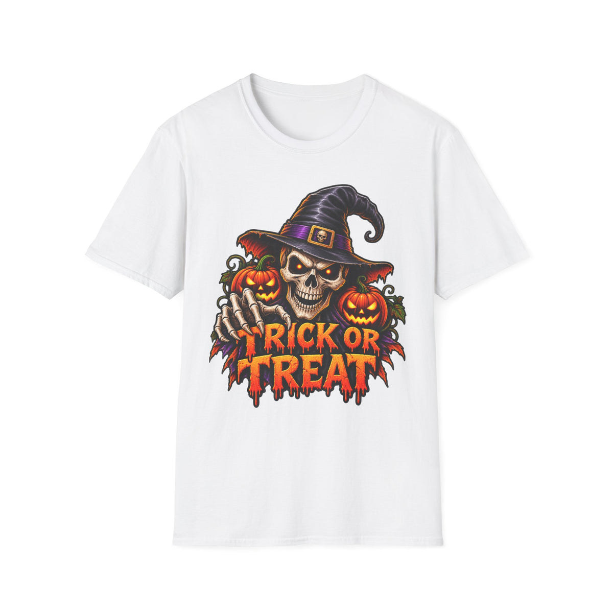 Halloween Skull Witch T-Shirt — Trick or Treat Pumpkin Graphic Tee