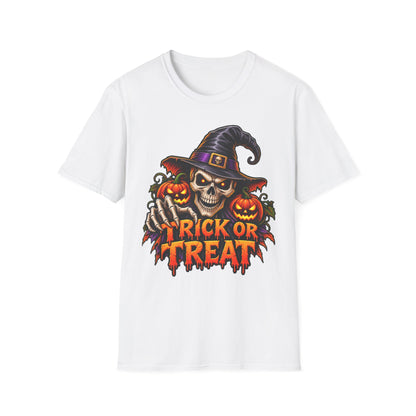 Halloween Skull Witch T-Shirt — Trick or Treat Pumpkin Graphic Tee