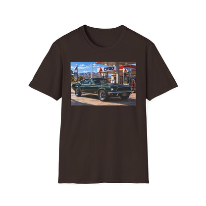 Classic Mustang Gas Station Tee — Retro Muscle Car T-Shirt