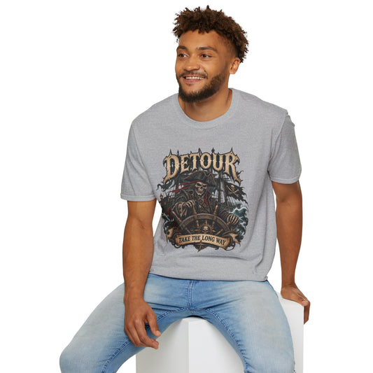 Detour Skull T-Shirt — "Take the Long Way" Vintage Biker Graphic Tee