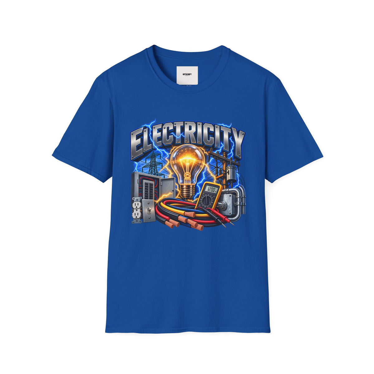 Electricity Graphic T-Shirt — Vintage Lightbulb Power Design